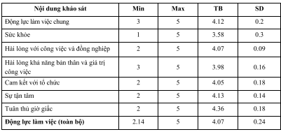 ĐỘNG LỰC LÀM VIỆC CỦA ĐIỀU DƯỠNG VÀ MỘT SỐ YẾU TỐ LIÊN QUAN TẠI BỆNH VIỆN TÂM THẦN TÂY NINH NĂM 2025