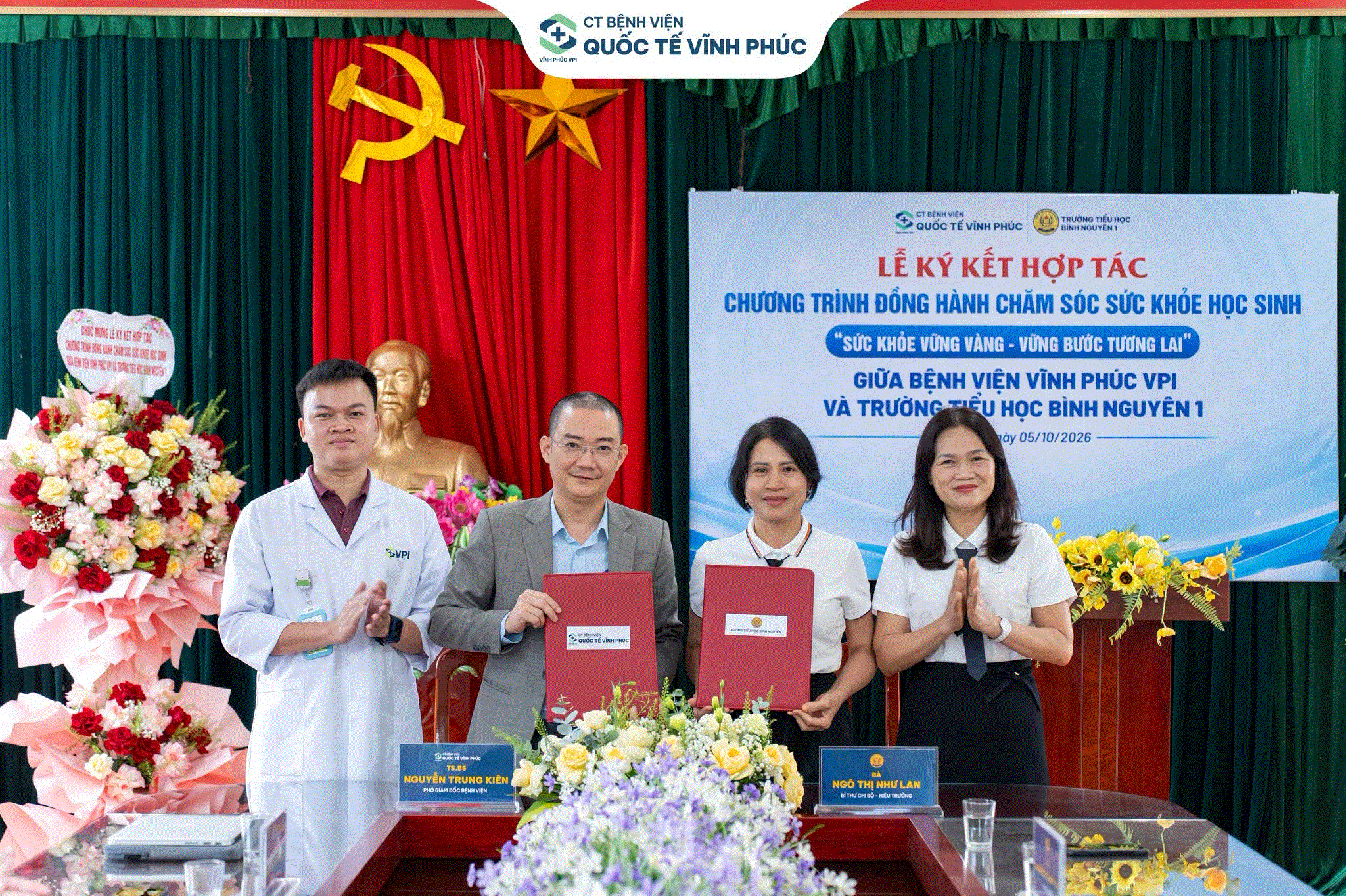 Bệnh viện Vĩnh Phúc VPI và Trường Tiểu học Bình Nguyên 1 ký kết học tác chăm sóc sức khỏe học sinh Bệnh viện Vĩnh Phúc VPI và Trường Tiểu học Bình Nguyên 1 ký kết học tác chăm sóc sức khỏe học sinh