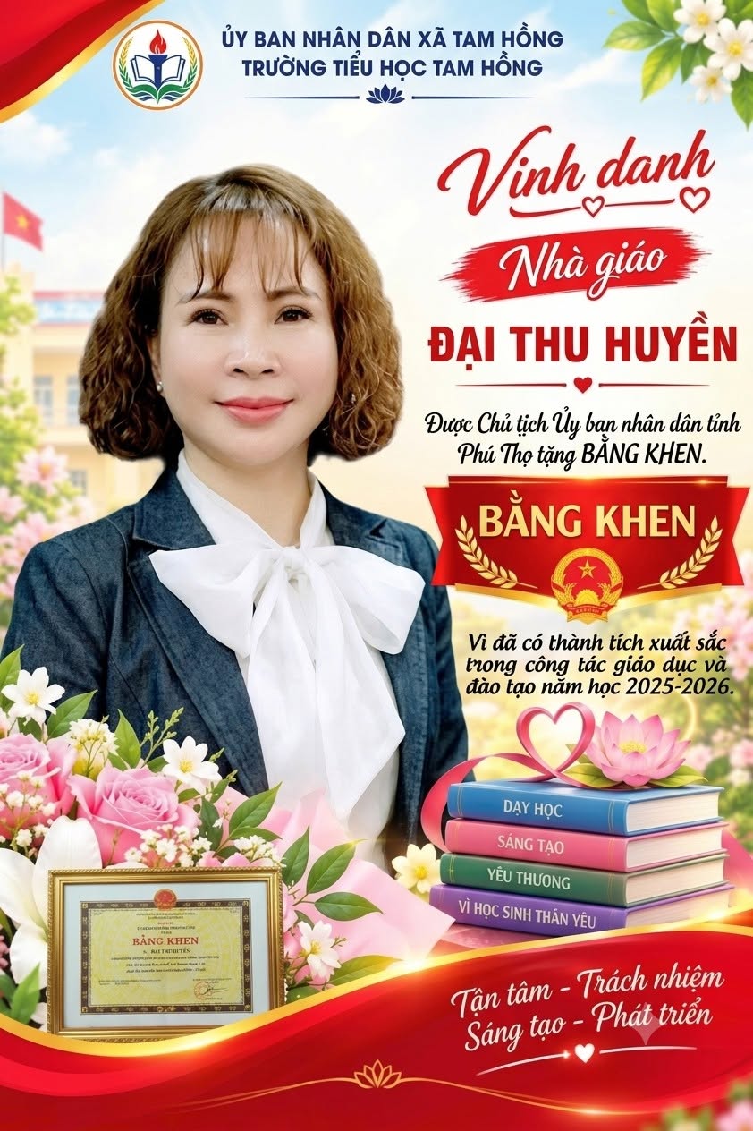 Trường TH Tam Hồng có 2 nhà giáo được Chủ tịch UBND tỉnh Phú Thọ tặng Bằng khen